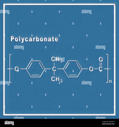 Polycarbonate PC Lexan, Structural chemical formula on a white ...