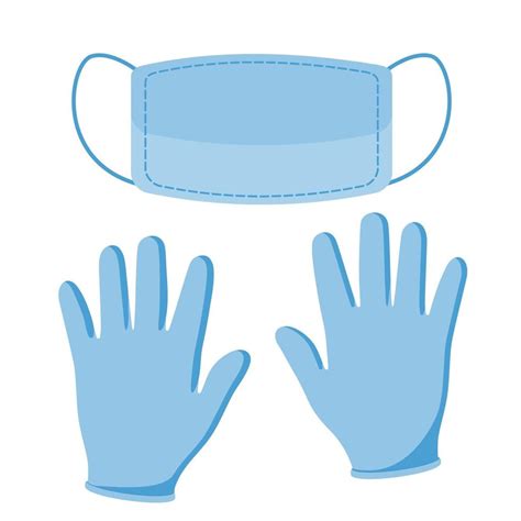 Protective Blue Gloves And Mask Latex Medical Gloves As A Symbol Of