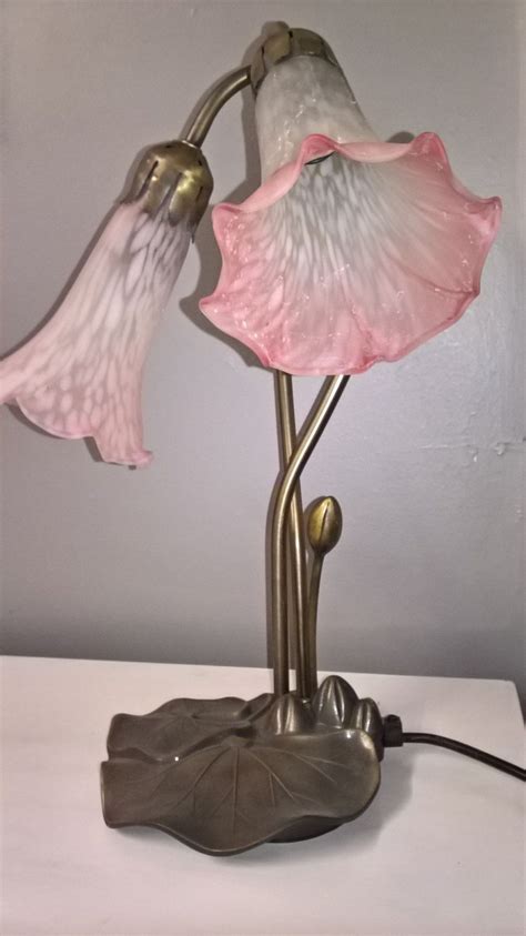 Vintage Tiffany Style Lilly Trumpet Tulip Table Lamp Desk Lamp