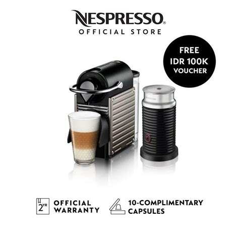 Nespresso Pixie Coffee Machine Titanium With Aeroccino3 Black Lazada Indonesia