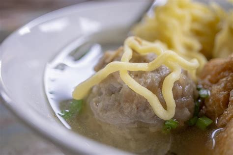 Close up photo of Bakso, traditional meatball of Malang Indonesia, with ...