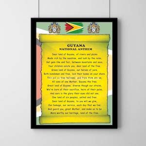 Guyana National Anthem Poster A3 Size - Etsy