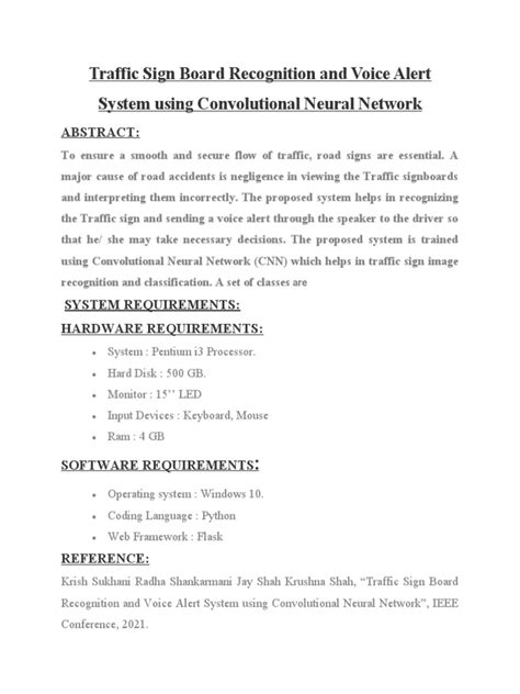 Traffic Sign Board Recognition And Voice Alert System Using