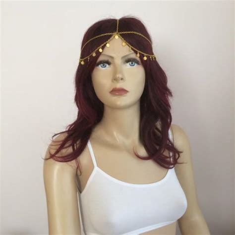 Bohemian Gold Coin Double Layer Head Chain Headpiece Wedding Haadchain