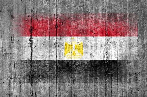 Egypt Flag Painted On Background Texture Gray Concrete Stock Image