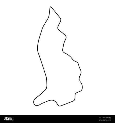 Liechtenstein Country Simplified Map Thin Black Outline Contour