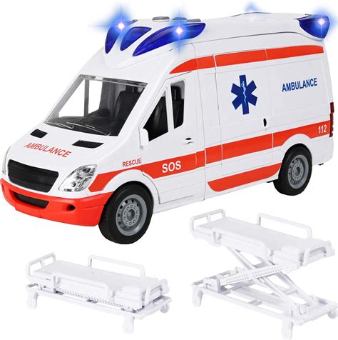 Ambulance Toy Friction Powered Emergency And Rescue Vehicle Set With