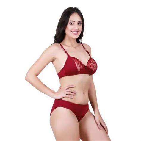 Spun And Net Plain Ladies Maroon Bra Panty Set Size 28 40 At Rs 65