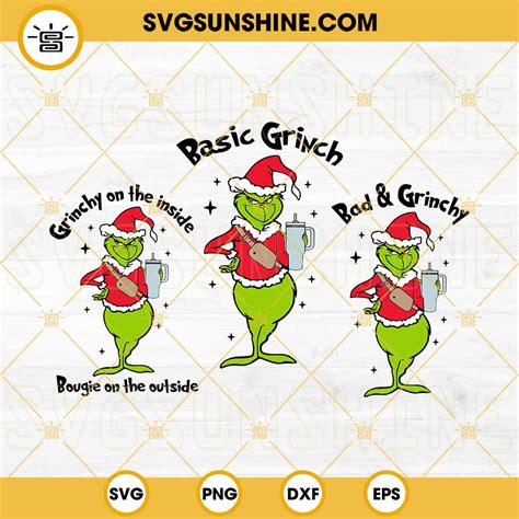 Bougie Grinch SVG Bundle Grinchy On The Inside Bougie On The Outside