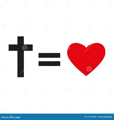 Cruz Y Silueta Cristianas Del Corazón Símbolo Del Amor Cristiano