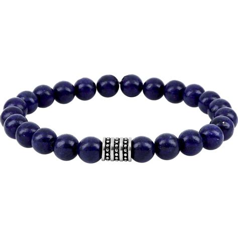 SEMAYA Bracelet élastique en acier agate bleue bracelet avec