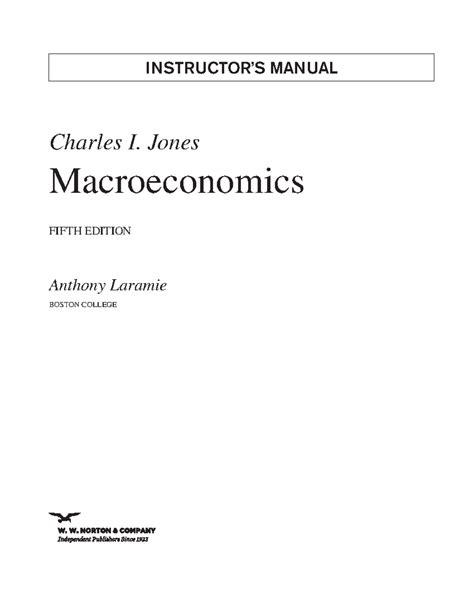 Instructor S Manual Charles I Jones Macroeconomics Fifth Edition