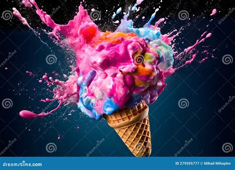 Ice Cream Splash Frozen Explosion Creating An Abstract Explosion Of