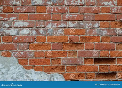 Weathered Red Brick Wall For Texture Or Background Rough Aged