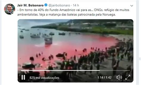 Bolsonaro posta vídeo criticando Noruega mas imagens foram gravadas na