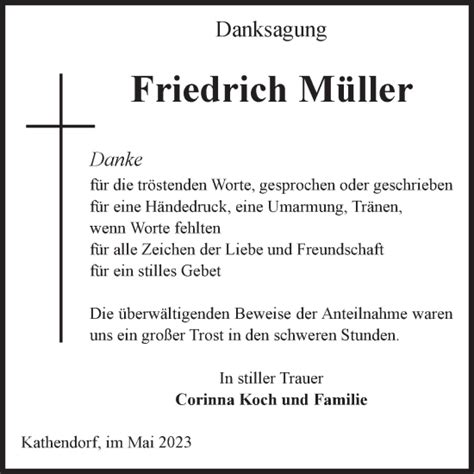 Traueranzeigen Von Friedrich M Ller Abschied Nehmen De