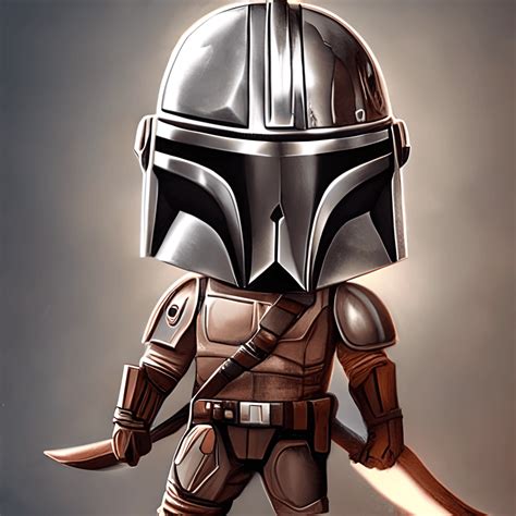 Hyper Realistic Detailed Funny Caricature Chibi Mandalorian Complex