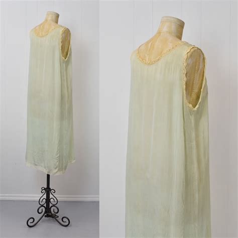 S Green Ecru Lace Silk Flapper Boudoir Lingerie N Gem