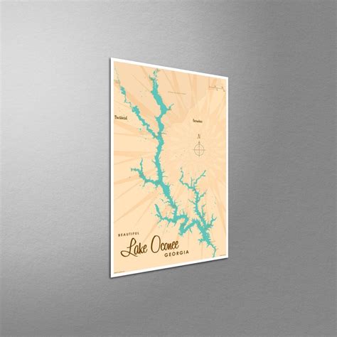 Lake Oconee Georgia Map Giclee Art Print Poster From Illustration By