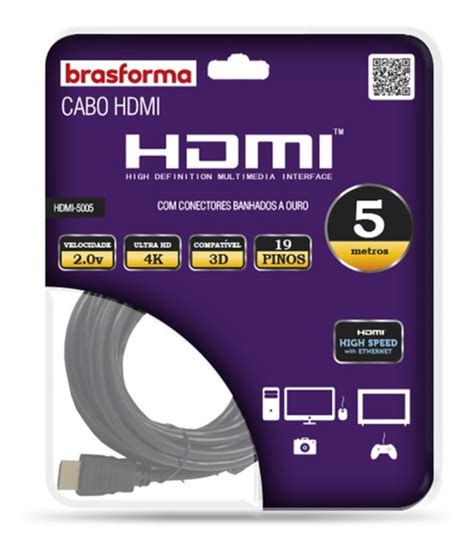 Cabo Hdmi M Pinos Ethernet Metros K Ultra Hd D Mercadolivre