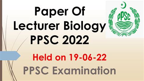 Ppsc Lecturer Biology Paper Today S Lecturer Biology Complete Solved