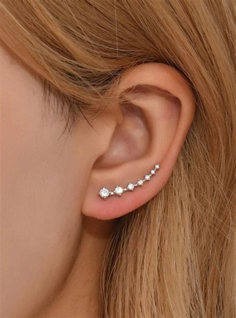 Ear Climbers Silver Ear Climber Ear Crawler Minimalist Etsy