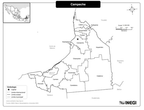 mapa de campeche  municipios  sin nombres mexico desconocido