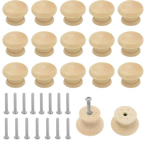 Lot De Boutons De Meuble Ronds En Bois Naturel Pour Armoires