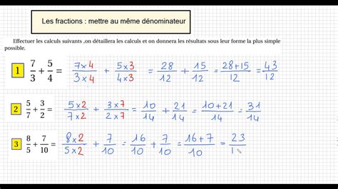 Les Fractions Mettre Au M Me D Nominateur Exercice Youtube