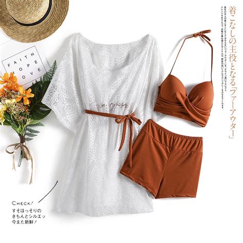 LOL Holiday Swimsuit Split Three Piece Set Small Bust Bikini Sexy Sunscreen Hot Spring Shorts