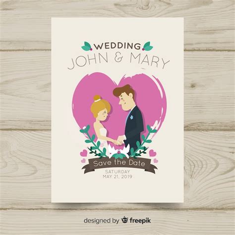 Free Vector Couple Wedding Invitation Template