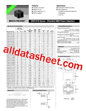 SRR1210 181M Datasheet PDF Bourns Electronic Solutions