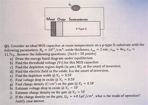 SOLVED Metal Oxide Semiconductor P Type Si Q1 Consider An Ideal MOS