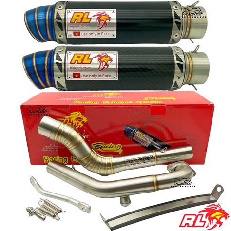 RED LEO 100 ORIGINAL EXHAUST OPEN SHORT Y15ZR LC135 BLACK CARBON 32 35