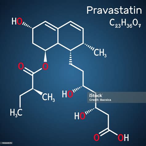 Ilustración De Molécula De Pravastatina Estatina Medicamento