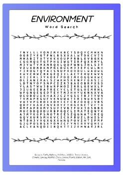 Environment Word Search Puzzle Worksheet Activity By Miss Naina TPT