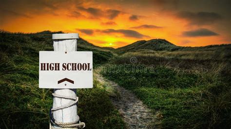 Street Sign To High School Stock Image Image Of Signpost 192156217