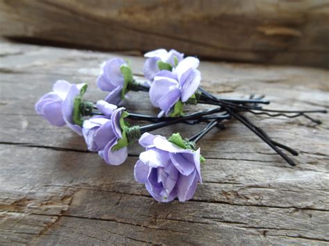 Lilac Rose Wedding Hair Pins Bridal Hair Pins Flower Girl Etsy