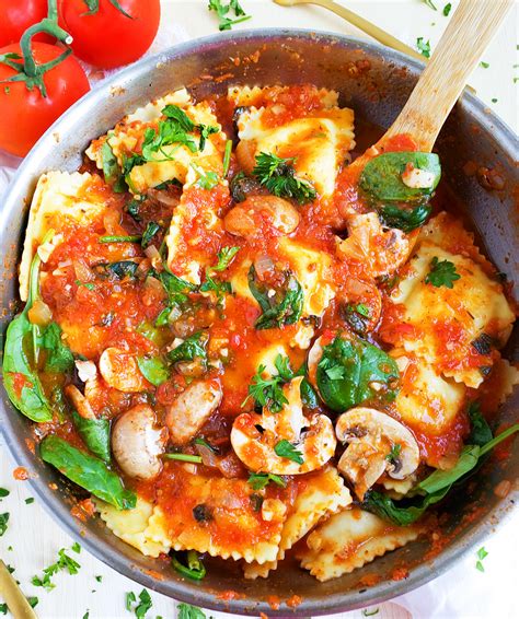 One Pot Spinach Mushroom Four Cheese Ravioli Beautiful Eats Things