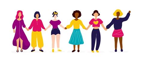 Illustration Of A Diverse Group Of Women Feminine Stock Vector Image