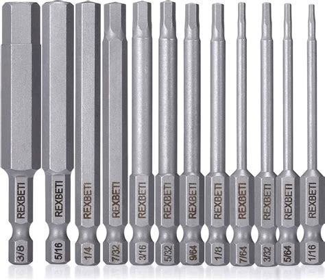 REXBETI 12 Piece Hex Head Allen Wrench Screwdriver Bit Set, 1/4 Inch ...