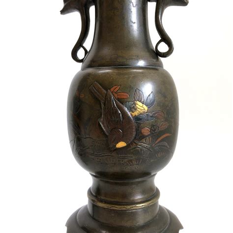 Proantic Paire De Vases Japonais En Bronze Shakudo Xix Eme