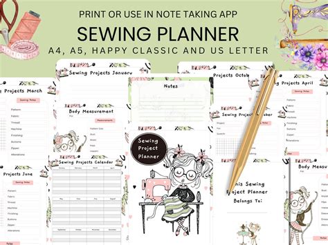 Sewing Planner Seamstress Planner Sewing Journal Printable Etsy Uk