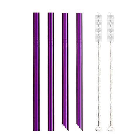 4Pcs 304 Stainless Steel Straw Reusable Metal Straws Set 12mm Diameter