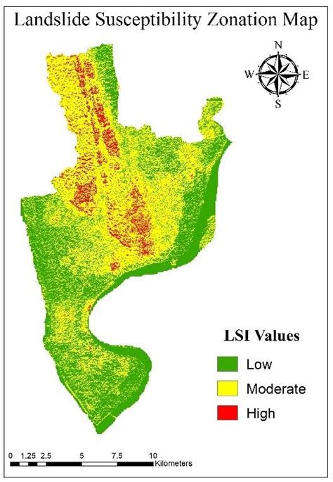 B Landslide Susceptibility Zonation Map Based On Equal Interval