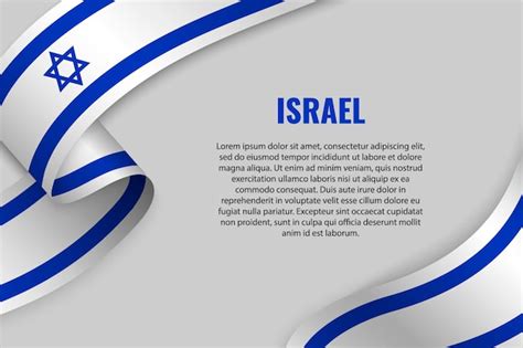 Cinta Ondeante O Banner Con Bandera De Israel Vector Premium