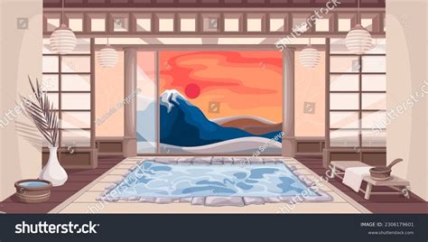 Japanese Hot Spring Onsen In Spa Resort Vector Royalty Free Stock Vector Avopix
