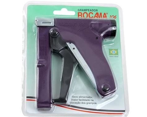 Grampeador Rocama Premium Manual Tapeceiro Blister Roxo