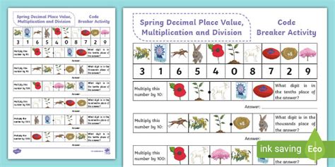 Spring Code Decimal Breaker Activity Teacher Made