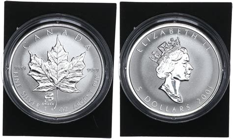 Kanada 5 Dollar Mit Beizeichen 2001 1 Oz Silber Maple Leaf Privy Mark